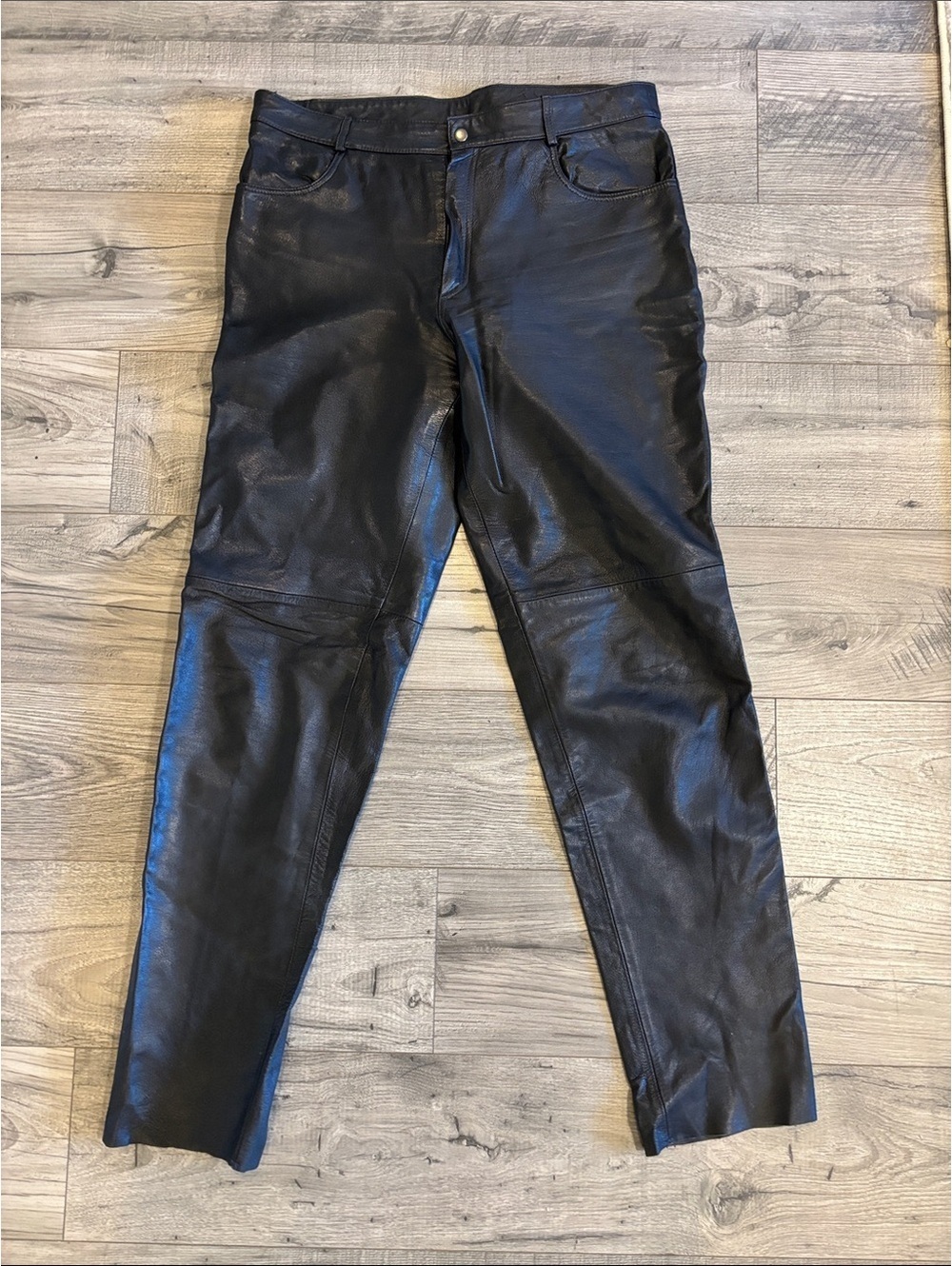 Vintage Genuine Leather Black Pants Women’s Size 16 Straight Leg Motorcycle Styl